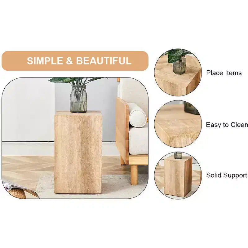 12 Light Wood Color MDF Coffee Table, Natural Texture Minimalist Multifunctional Accent Table for Living Room