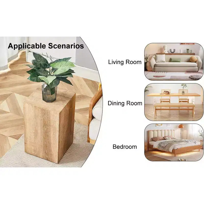 12 Light Wood Color MDF Coffee Table, Natural Texture Minimalist Multifunctional Accent Table for Living Room