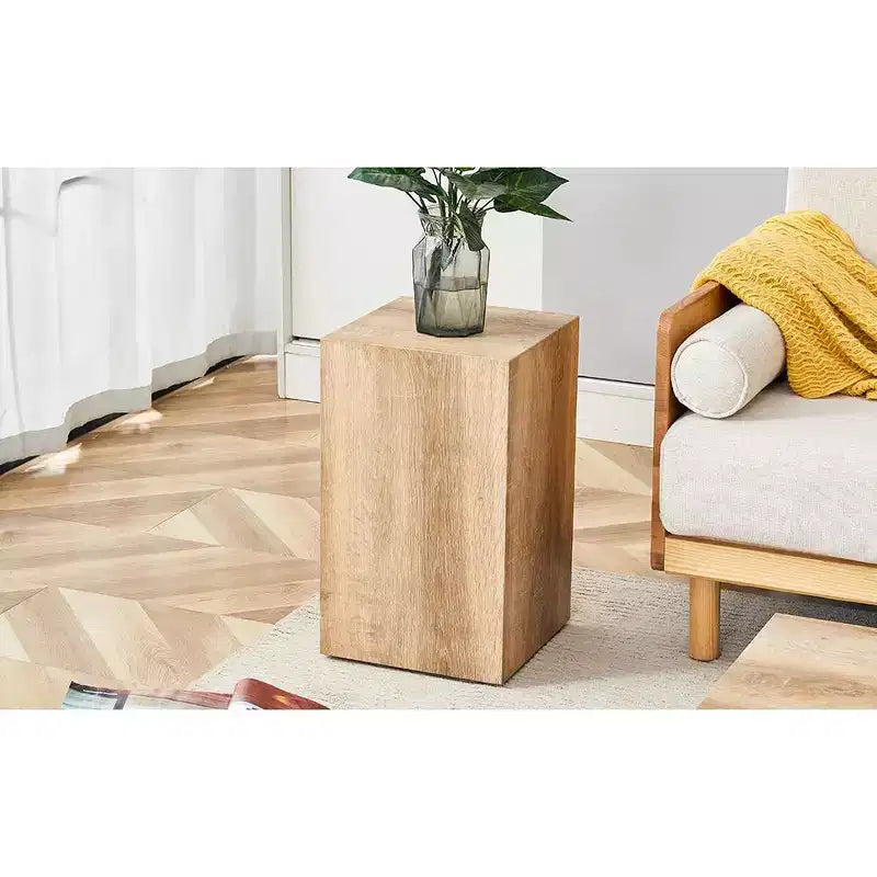 12 Light Wood Color MDF Coffee Table, Natural Texture Minimalist Multifunctional Accent Table for Living Room