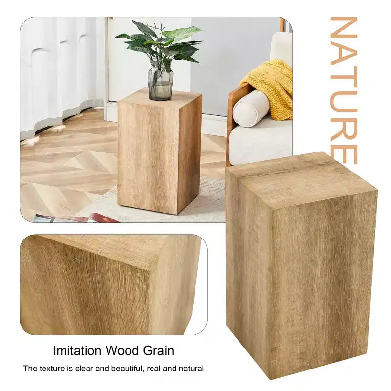 12 Light Wood Color MDF Coffee Table, Natural Texture Minimalist Multifunctional Accent Table for Living Room