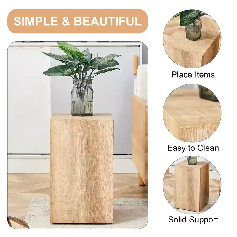 12 Light Wood Color MDF Coffee Table, Natural Texture Minimalist Multifunctional Accent Table for Living Room