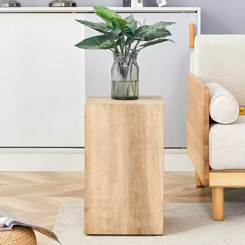 12 Light Wood Color MDF Coffee Table, Natural Texture Minimalist Multifunctional Accent Table for Living Room