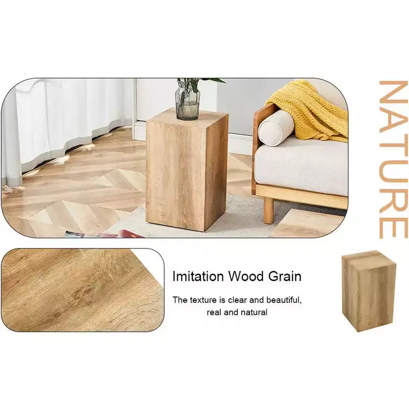 12 Light Wood Color MDF Coffee Table, Natural Texture Minimalist Multifunctional Accent Table for Living Room