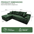 107.5" Modular Sectional Sofa, L-Shaped Boneless Couch with Deep Seat, Throw Pillow, Left Chaise for Living Room, Green