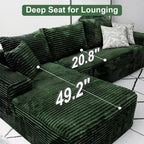 107.5" Modular Sectional Sofa, L-Shaped Boneless Couch with Deep Seat, Throw Pillow, Left Chaise for Living Room, Green