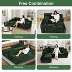 107.5" Modular Sectional Sofa, L-Shaped Boneless Couch with Deep Seat, Throw Pillow, Left Chaise for Living Room, Green
