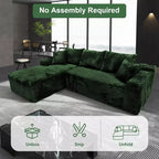 107.5" Modular Sectional Sofa, L-Shaped Boneless Couch with Deep Seat, Throw Pillow, Left Chaise for Living Room, Green
