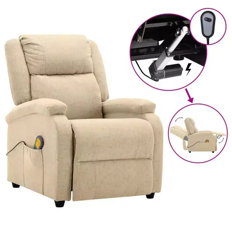Electric Massage Chair Cream 100% Polyester, Metal Standard