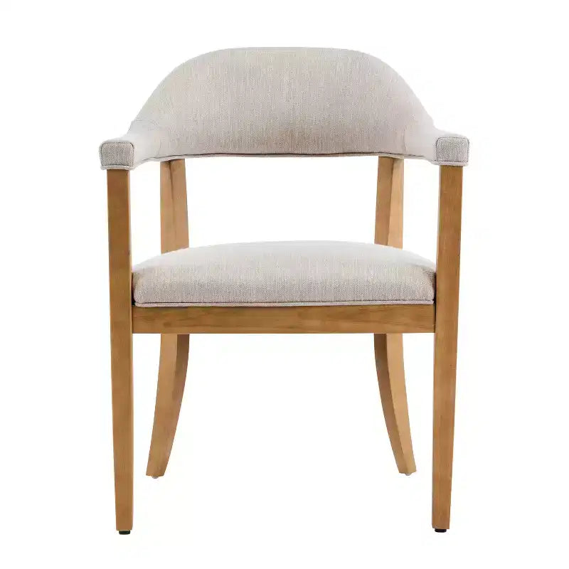 Mid-Century Modern 5-Piece Wood Dining Set with 4 Upholstered Armchairs