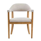 Mid-Century Modern 5-Piece Wood Dining Set with 4 Upholstered Armchairs