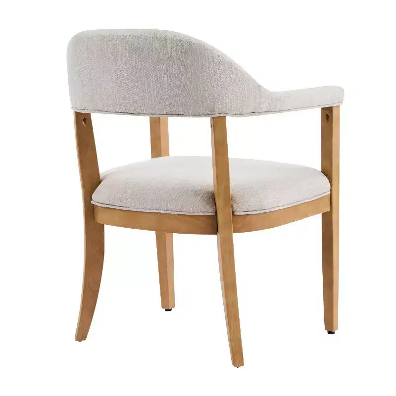 Mid-Century Modern 5-Piece Wood Dining Set with 4 Upholstered Armchairs
