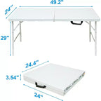 4ft Heavy Duty Folding Table with Adjustable Height, Portable Fold-in-Half Plastic and Steel Utility Table for Camping, Dining and Outdoor Use