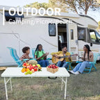 4ft Heavy Duty Folding Table with Adjustable Height, Portable Fold-in-Half Plastic and Steel Utility Table for Camping, Dining and Outdoor Use