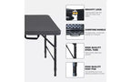 4ft Heavy Duty Folding Table with Adjustable Height, Portable Fold-in-Half Plastic and Steel Utility Table for Camping, Dining and Outdoor Use