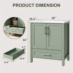 Modern Freestanding Bathroom Vanity Set with Single Ceramic Sink - Cabinet with Soft-Close Doors and Drawer