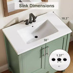 Modern Freestanding Bathroom Vanity Set with Single Ceramic Sink - Cabinet with Soft-Close Doors and Drawer