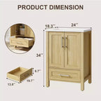 Modern Freestanding Bathroom Vanity Set with Single Ceramic Sink - Cabinet with Soft-Close Doors and Drawer