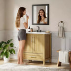 Modern Freestanding Bathroom Vanity Set with Single Ceramic Sink - Cabinet with Soft-Close Doors and Drawer