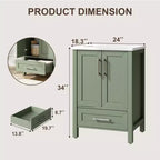 Modern Freestanding Bathroom Vanity Set with Single Ceramic Sink - Cabinet with Soft-Close Doors and Drawer