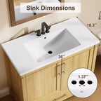 Modern Freestanding Bathroom Vanity Set with Single Ceramic Sink - Cabinet with Soft-Close Doors and Drawer