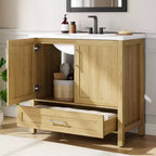 Modern Freestanding Bathroom Vanity Set with Single Ceramic Sink - Cabinet with Soft-Close Doors and Drawer