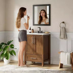 Modern Freestanding Bathroom Vanity Set with Single Ceramic Sink - Cabinet with Soft-Close Doors and Drawer