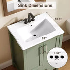 Modern Freestanding Bathroom Vanity Set with Single Ceramic Sink - Cabinet with Soft-Close Doors and Drawer