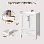Modern Freestanding Bathroom Vanity Set with Single Ceramic Sink - Cabinet with Soft-Close Doors and Drawer