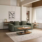 Modern Wood and Tempered Glass Coffee Table with Open Shelf