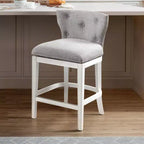 Swivel Counter Height Barstool White - 36in, Upholstered, Rubberwood Frame