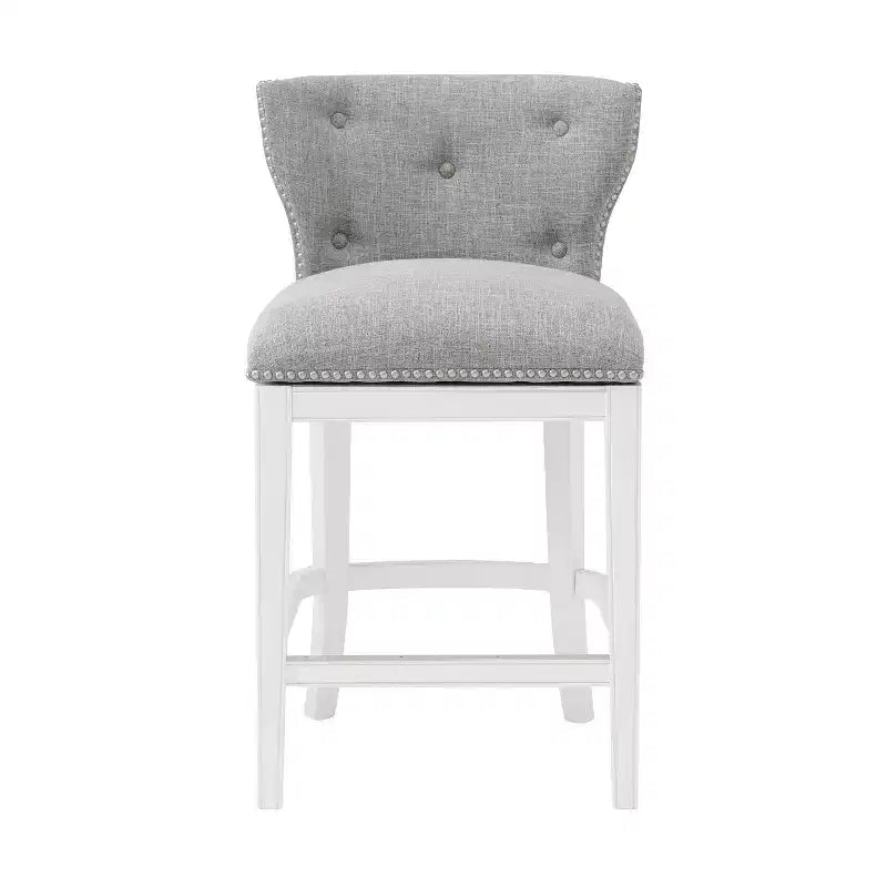 Swivel Counter Height Barstool White - 36in, Upholstered, Rubberwood Frame