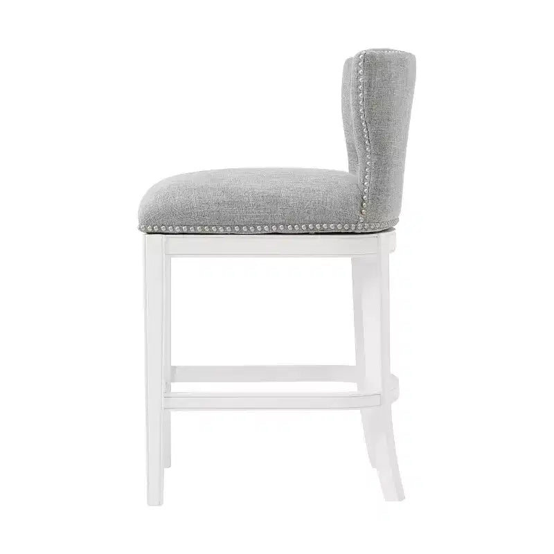 Swivel Counter Height Barstool White - 36in, Upholstered, Rubberwood Frame