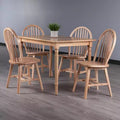 5pc Dining Table Set Natural - Rectangle Wood, 4 Chairs, Transitional Style
