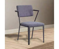 24" Cargo Fabric Chair Gray/Gunmetal: Linen Upholstery, Metal Frame, Tufted Design