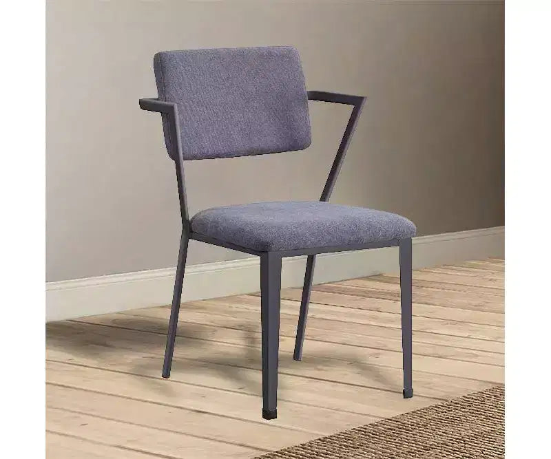 24" Cargo Fabric Chair Gray/Gunmetal: Linen Upholstery, Metal Frame, Tufted Design