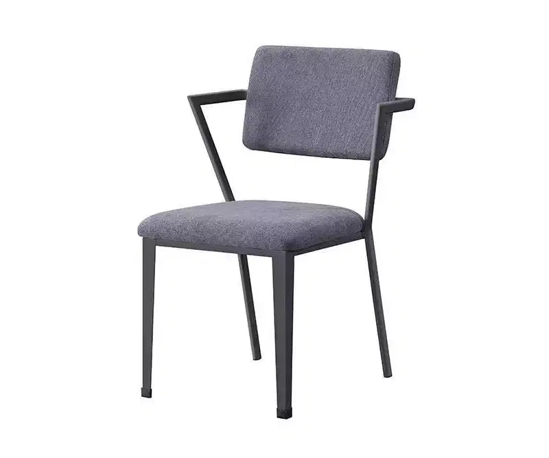 24" Cargo Fabric Chair Gray/Gunmetal: Linen Upholstery, Metal Frame, Tufted Design