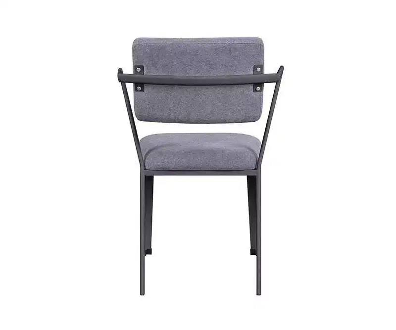24" Cargo Fabric Chair Gray/Gunmetal: Linen Upholstery, Metal Frame, Tufted Design