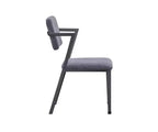 24" Cargo Fabric Chair Gray/Gunmetal: Linen Upholstery, Metal Frame, Tufted Design