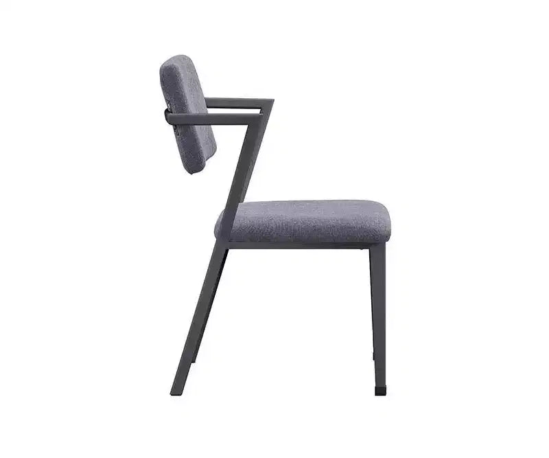 24" Cargo Fabric Chair Gray/Gunmetal: Linen Upholstery, Metal Frame, Tufted Design