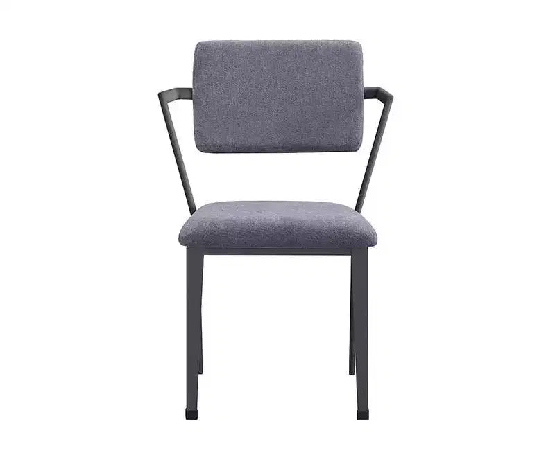 24" Cargo Fabric Chair Gray/Gunmetal: Linen Upholstery, Metal Frame, Tufted Design