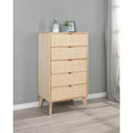 Chancery Boho Wood Ratan 5 Drawer Chest Dresser Natural - Powell