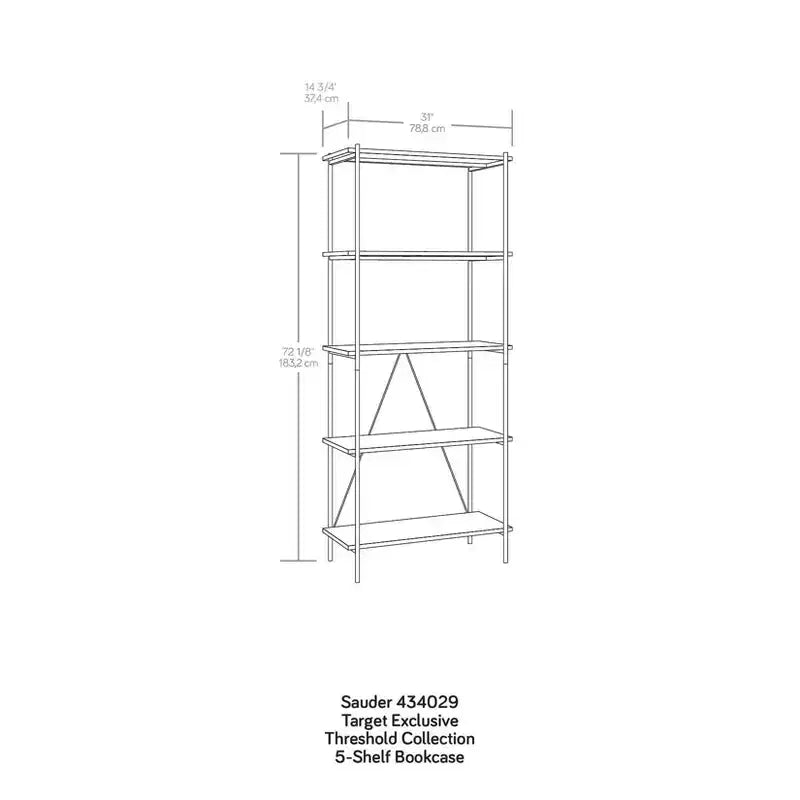 72.17" 5 Shelf Bookcase
