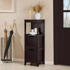 Wooden Bathroom Floor Cabinet Freestanding Side Storage Organizer with 2 Drawers