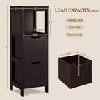 Wooden Bathroom Floor Cabinet Freestanding Side Storage Organizer with 2 Drawers