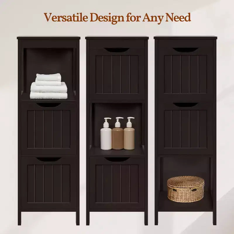 Wooden Bathroom Floor Cabinet Freestanding Side Storage Organizer with 2 Drawers