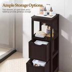 Wooden Bathroom Floor Cabinet Freestanding Side Storage Organizer with 2 Drawers
