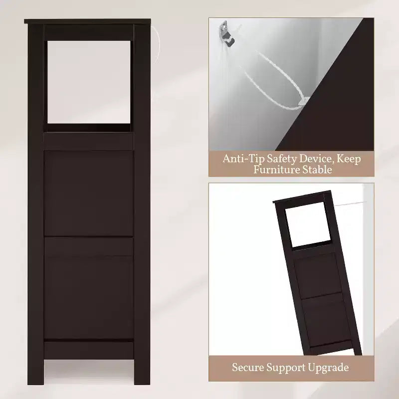 Wooden Bathroom Floor Cabinet Freestanding Side Storage Organizer with 2 Drawers