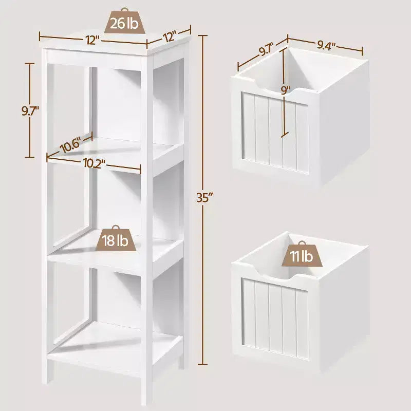 Wooden Bathroom Floor Cabinet Freestanding Side Storage Organizer with 2 Drawers