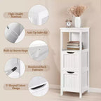 Wooden Bathroom Floor Cabinet Freestanding Side Storage Organizer with 2 Drawers