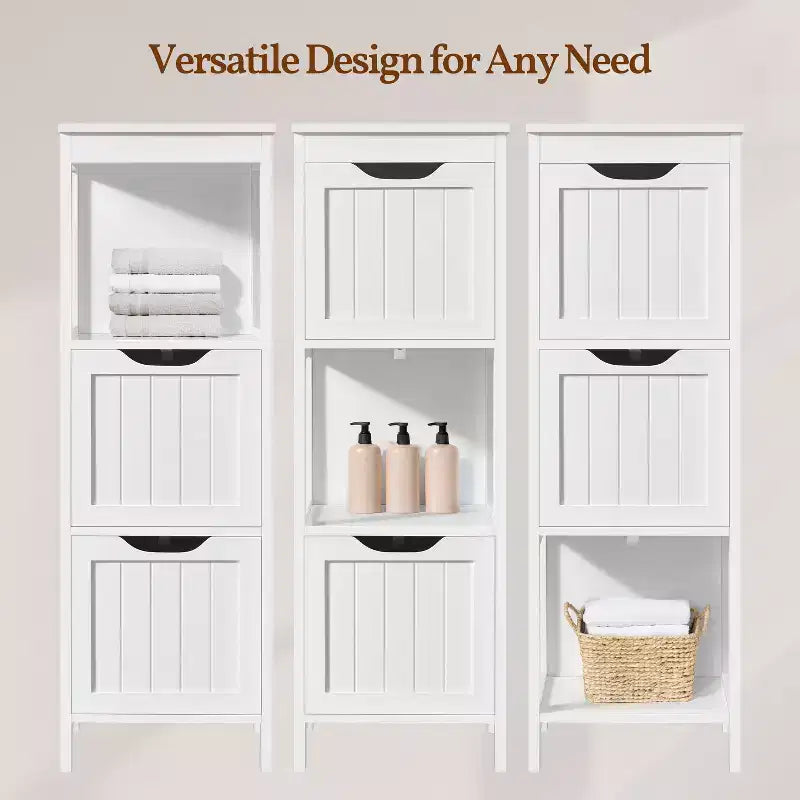 Wooden Bathroom Floor Cabinet Freestanding Side Storage Organizer with 2 Drawers